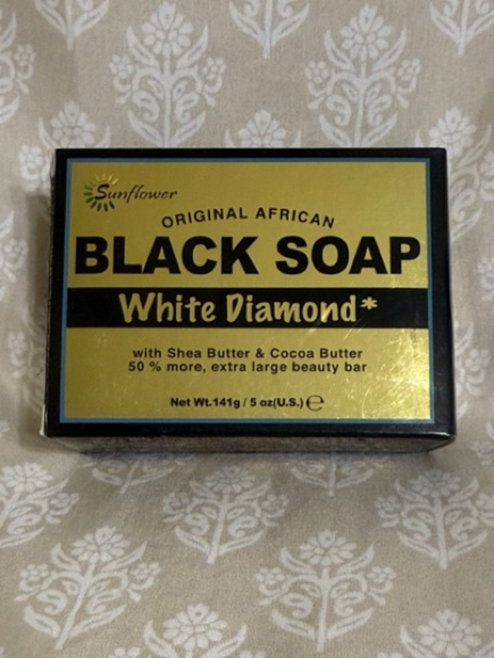 Sunflower Black Soap White Diamond Bar - Gold & Black Packaging